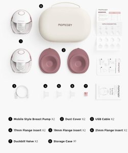 Laktator U-grow Momcozy M6 Double Electric Breast Pump, Red, 180ml 2