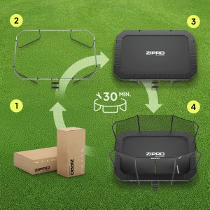 Trampolina ogrodowa Zipro Jump Pro Quadro z siatką wewnętrzną 366 x 244 cm 9