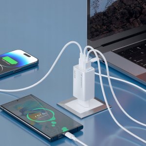 Wozinsky ładowarka GaN 65W z portami USB 2xUSB-C z kabelm C-C 65W - biała 3