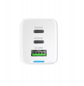 Wozinsky ładowarka GaN 65W z portami USB 2xUSB-C z kabelm C-C 65W - biała 7