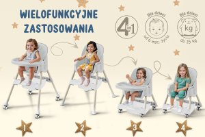 Lionelo DZIECIĘCE KRZESEŁKO DO KARMIENIA CYNAMONEK 4W1 SZARE 9