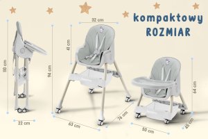 Lionelo DZIECIĘCE KRZESEŁKO DO KARMIENIA CYNAMONEK 4W1 SZARE 10