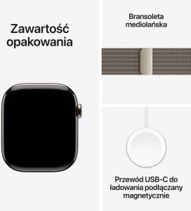 Smartwatch Apple Watch 11 GPS + Cellular 46mm Natural Titanium Milanese Loop S/M Szary  (MFCY4ZR/A) 8