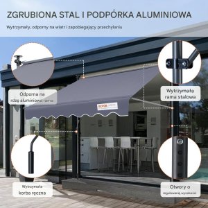 Verk Markiza balkonowa rozporowa ogrodowa tarasowa patio 2 x 1,2 m 2