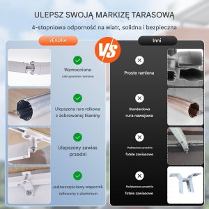 Verk Markiza balkonowa rozporowa ogrodowa tarasowa patio 4 x 2,4 m 2