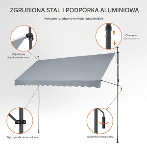 Verk Markiza Tarasowa 350 x 120 cm z Korbką Ręczną 3