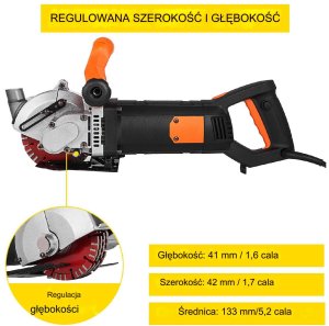Bruzdownica Vevor Bruzdownica do betonu dedra frezarka rowków elektryczna 4800 W 133 mm 7