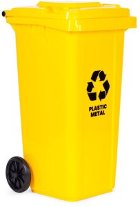 Kosz na śmieci Multistore Zestaw 3 koszy na śmieci pojemniki 3x120L niebieski zielony żółty makulatura szkło plastik gumowe koła 6