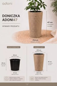 Adoni Doniczka jutowa boho z wkładem 47 cm – ręcznie robiona (adoni47) 6