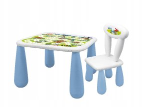 SET LUNA SMERFY STOLIK + KRZESEŁKO BIAŁO NIEBIESKIE 59036667004866 2