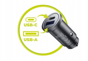 Mobile Origin Metal Car Charger 30W, CA12 - USB-C, USB-A 2