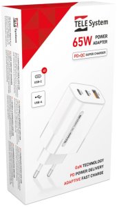 Ładowarka Tele System Ładowarka sieciowa USB-C + USB-A TELE System TS809 65W GAN QC PD, 3 porty ultraszybkiego ładowania 2