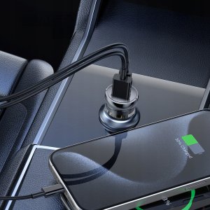Wozinsky Ładowarka 65W samochodowa USB-C PD 65W / USB-A 45W QC 3.0 - czarna 2