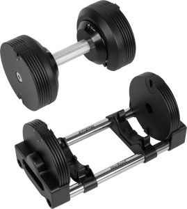Hantel żeliwny regulowany automat 24 kg, skok co 1kg, REBEL ACTIVE 5