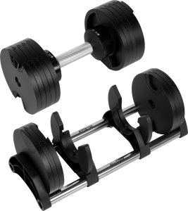 Hantel żeliwny regulowany automat 36 kg, skok co 2kg, REBEL ACTIVE 5