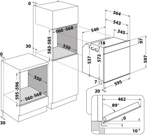 Piekarnik Whirlpool 73 L czarny piekarnik pirolityczny - wbudowany elektryczny piekarnik WOI6A8FPT1SBA (8003437836398) 9