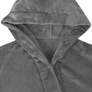 vidaXL Szlafrok z kapturem Ciemnoszary fleece 5