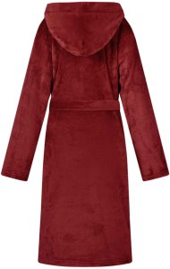 vidaXL Szlafrok z kapturem flanelowy Bordeaux Czerwony m 4