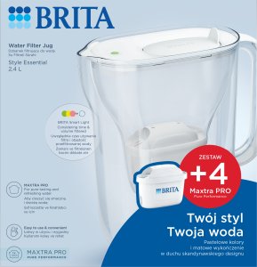 Dzbanek filtrujący Brita Style Essential biały + 4 Filtry MX Pro Pure Performance 10
