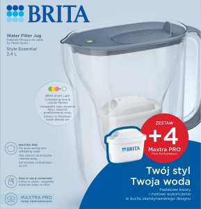 Dzbanek filtrujący Brita Style Essential grafitowy + 4 Filtry MX Pro Pure Performance 10