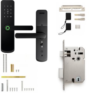 ZAMEK ELEKTRONICZNY KLAMKA DO DRZWI CZARNA NA KOD SZYFR ODCISK PALCA TTLOCK 5