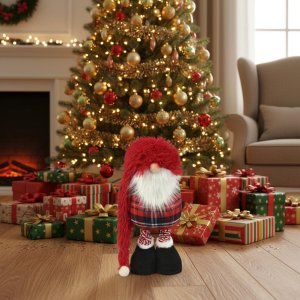 Dekoracja świąteczna SASKA CHRISTMAS Gnom dekoracyjny na teleskopach 38-88CM czerwony 5