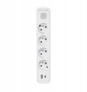 Montis Przedłużacz elektryczny biało-szary 4-gniazdowy z USB 3m MT186-WG-3 2