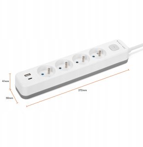Montis Przedłużacz elektryczny biało-szary 4-gniazdowy z USB 3m MT186-WG-3 9