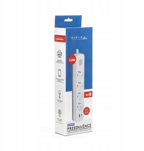 Montis Przedłużacz elektryczny biało-szary 4-gniazdowy z USB 3m MT186-WG-3 10