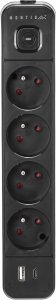 Montis Przedłużacz elektryczny czarny 4-gniazdowy z USB 5m MT186-BK-5 2