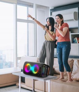 Głośnik AMT JAPOUCA Głośnik do karaoke Bluetooth z 2 bezprzewodowymi mikrofonami 4