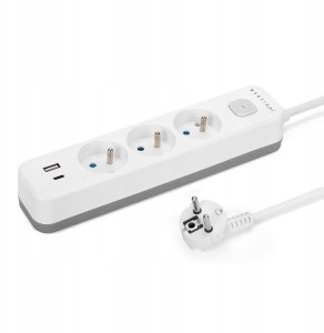 Montis Przedłużacz elektryczny biało-szary 3-gniazdowy z USB 3m MT185-WG-3 3