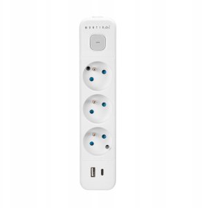 Montis Przedłużacz elektryczny biało-szary 3-gniazdowy z USB 3m MT185-WG-3 4