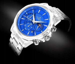 Zegarek Giewont Zegarek Męski Chronograph Sapphire Srebrno Niebieski GW9460-B3 2