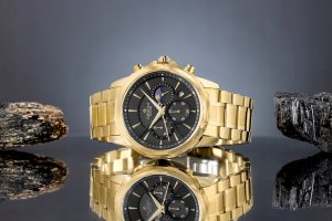 Zegarek Giewont Zegarek Męski Chronograph Sapphire Złoto Czarny GW9460-B4 5