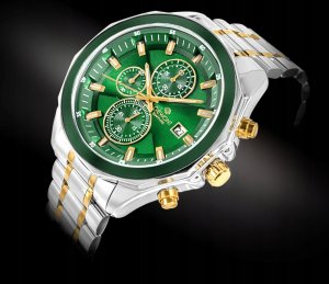 Zegarek Giewont Zegarek Męski Chronograph Sapphire Srebrno Zielony GW7290-B7 2