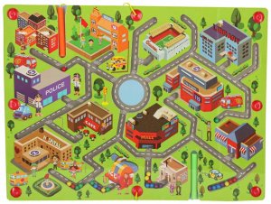 Eddy Toys Gra labirynt magnetyczna planszowa drewniana do podróży duże miasto 2 graczy Kik Sp. z o. o. Sp. k. 3