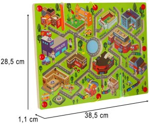 Eddy Toys Gra labirynt magnetyczna planszowa drewniana do podróży duże miasto 2 graczy Kik Sp. z o. o. Sp. k. 8