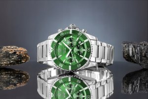 Zegarek Giewont Zegarek Męski Chronograph Sapphire Srebrno Zielony GW3970-B8 5