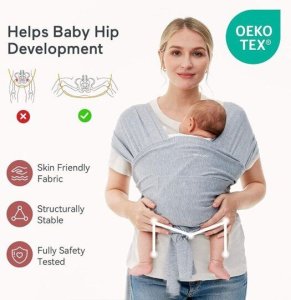 Momcozy BABY WRAP CARRIER GRAY 2