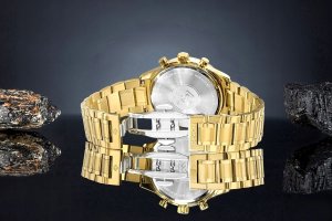 Zegarek Giewont Zegarek Męski Chronograph Sapphire Złoto Czarny GW6310-B4 5