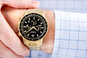 Zegarek Giewont Zegarek Męski Chronograph Sapphire Złoto Czarny GW3520-B4 3