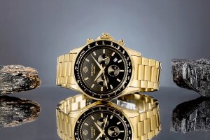 Zegarek Giewont Zegarek Męski Chronograph Sapphire Złoto Czarny GW3520-B4 4