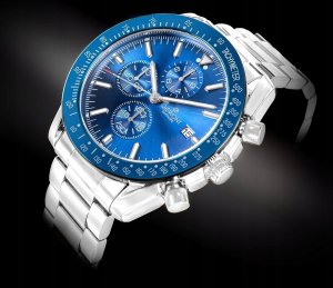 Zegarek Giewont Zegarek Męski Chronograph Sapphire Srebrno Niebieski GW8720-B3 2