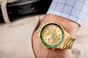 Zegarek Giewont Zegarek Męski Chronograph Sapphire Złoto Zielony GW3520-B6 3