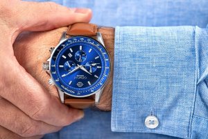 Zegarek Giewont Zegarek Męski Chronograph Sapphire Brązowo Niebieski GW3520-A5 3
