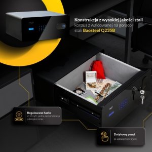 Adler Sejf szufladowy z panelem dotykowym i czytnikiem linii papilarnych AD 1044 16