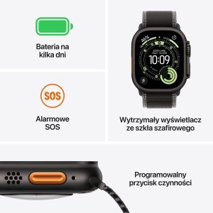 Smartwatch Apple Watch Ultra 3 GPS + Cellular 49mm Black Titanium / Titanium Milanese Loop L Czarny  (MF1T4QP/A) 3
