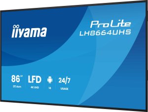 Monitor iiyama IIYAMA LH8664UHS-B3AG 218,44cm 86 cali 3840x2160 UHD IPS panel Haze 25 proc 500cd/m Landscape and Portrait Speakers 2x 10W 2x HDMI 6