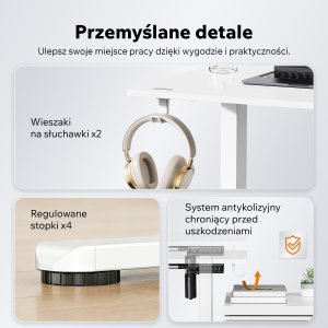 Biurko SENSE7  Rama biurka elektrycznego Nojo Light Biała 6